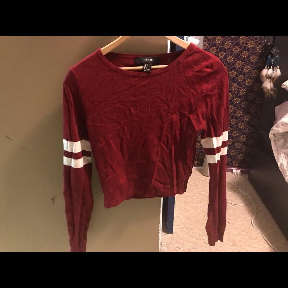 Red Long sleeve crop top